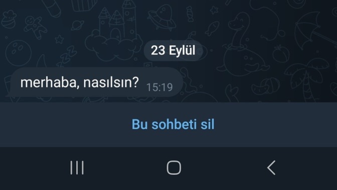 Telegramda silinen hesaptan mesaj?