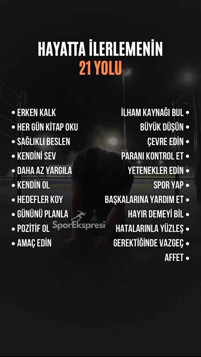 Görselde hayatta ilerlemenin 21 yolu anlatılmış, sende hangisi/hangileri eksik?