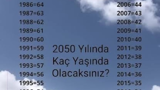 2050'de kaç yaşında olacaksınız?