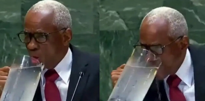 Haiti Devlet Başkanı, Birleşmiş Milletlerde konuşma yaparken sürahiden su içti! Sizin de sürahiden su içtiğiniz oluyor mu?