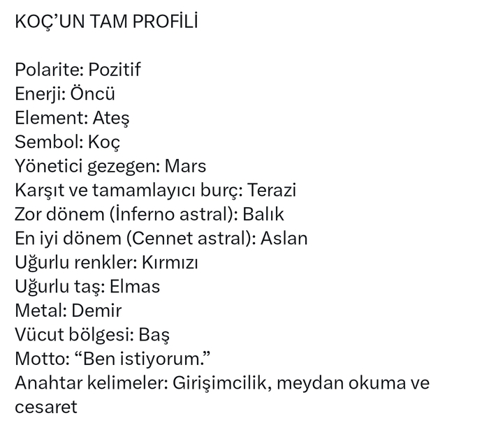 Şuraya kapı gibi bir Koç burcunun tam profilini bırakalım : ))