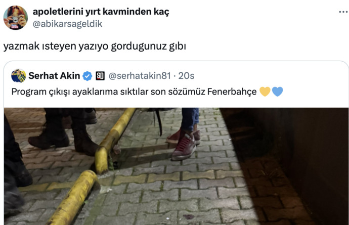 Ayağından vurulan Serhat Akın, olay sonrası hemen tweet attı. Yazmak isteyen erkek her koşulda yazıyor değil mi?