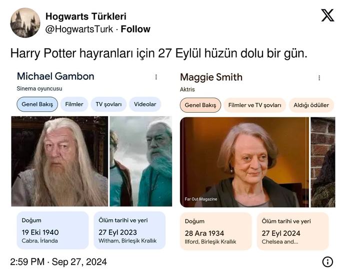 Harry Potter hayranları için 27 Eylül hüzün dolu bir gün oldu. Harry Potterın bu iki profesörünü sever miydiniz?