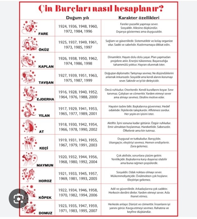 Çin burcunuz nedir?