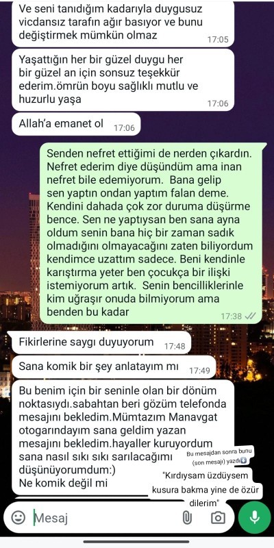 Sizce bu yazışmalardan sonra bu erkek tekrar yazar mı?