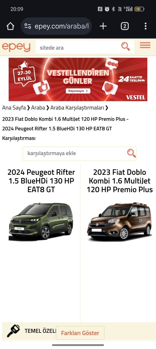 Pejo eat8 2023 rifter mi doblo 2023 premio plus mı?