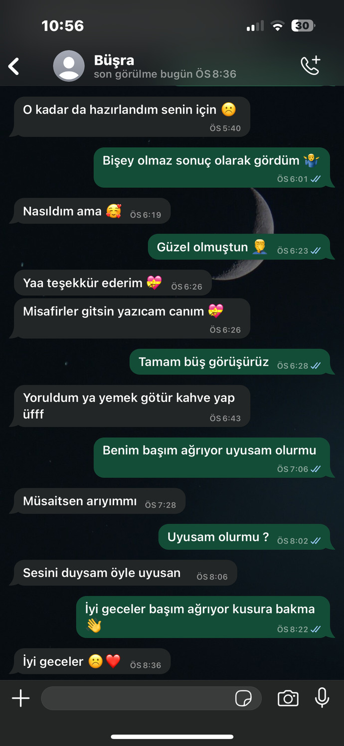 Bu gece iyi geceler mesajınızı kimden aldınız?