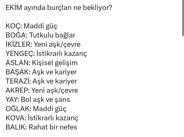 Burcunuza göre Ekim ayında sizi neler bekliyor?