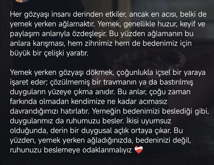 Yemek yerken gözlerinizin dolduğu oldu mu?