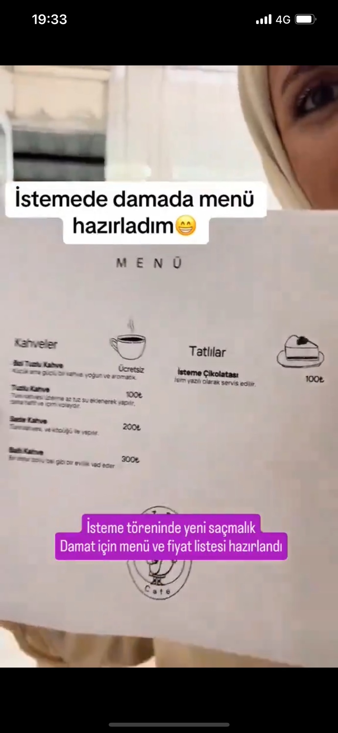 İsteme kahvesi de ücretli olmuş artık ne diyorsunuz?