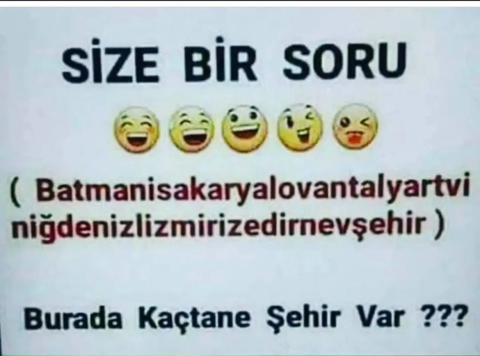 Burada kaç tane şehir var?