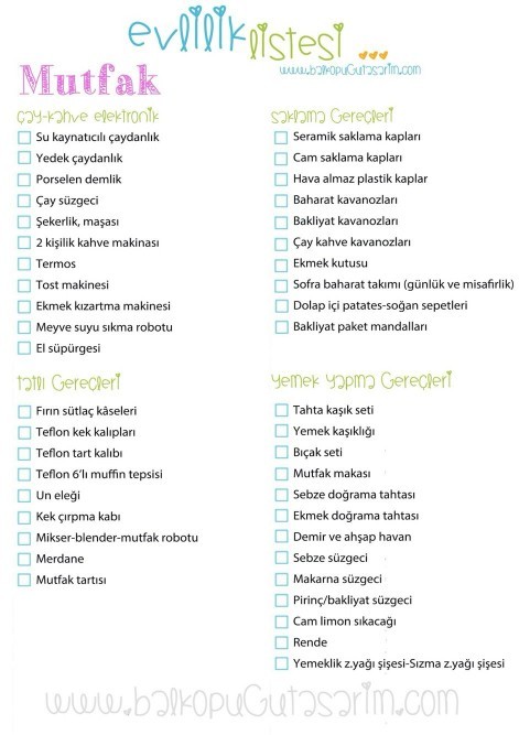 Çeyiz düzmeye karar verdim ama ne alacağım bilmiyorum, çeyiz listesi nedir?