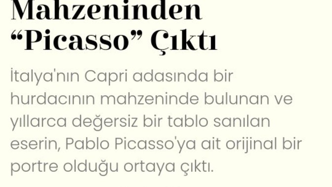 Hurdacının mahzeninden picasso çıktı?