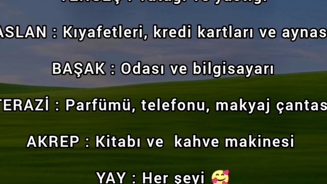 En sevdiğin eşyan ne?