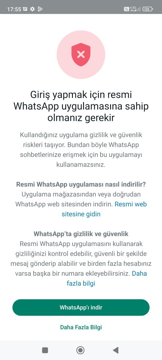 WhatsAppımda sorun var?