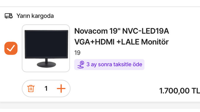 Bu monitörü alcam 19 inç bu monitör benim bilgisayarın monitörü 17 inç di pert oldu nasıl sizce 1700 tl kargo ücreti yok?