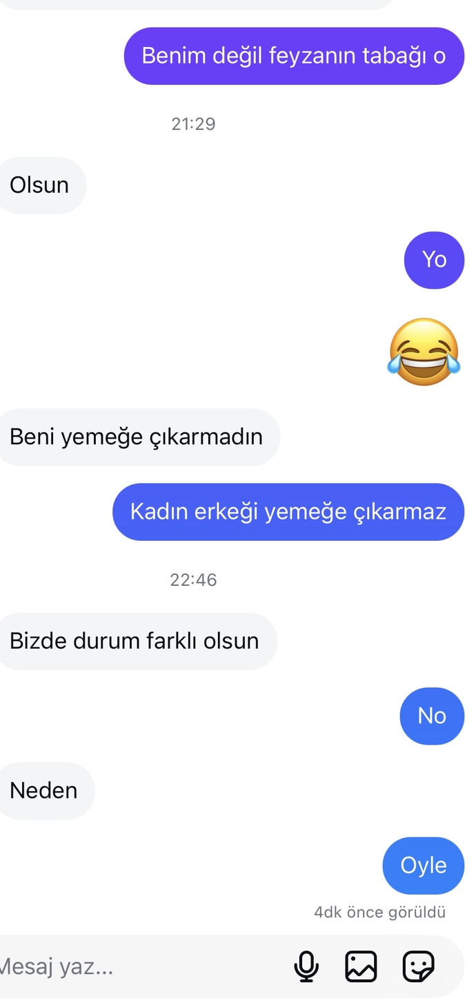 Beni yemeğe çıkar diyen erkek?