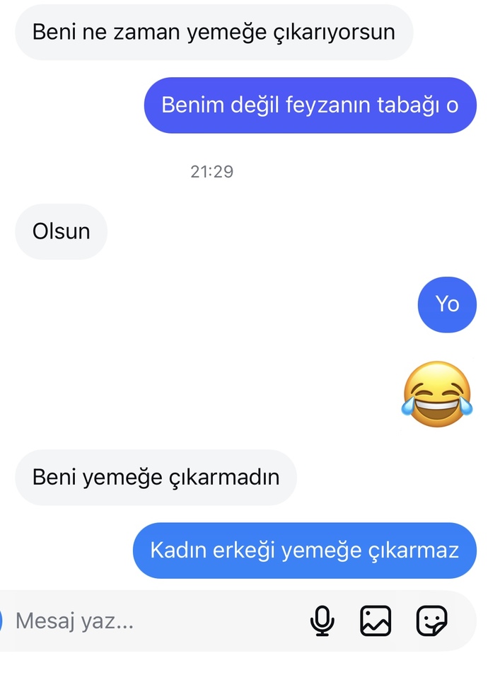 Beni yemeğe çıkar diyen erkek?