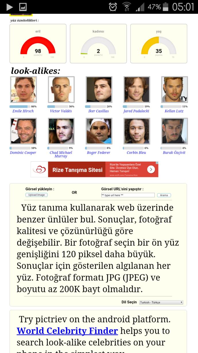Yüz tarama testi, karakter değil. Hangi ünlüye benziyorsunuz?