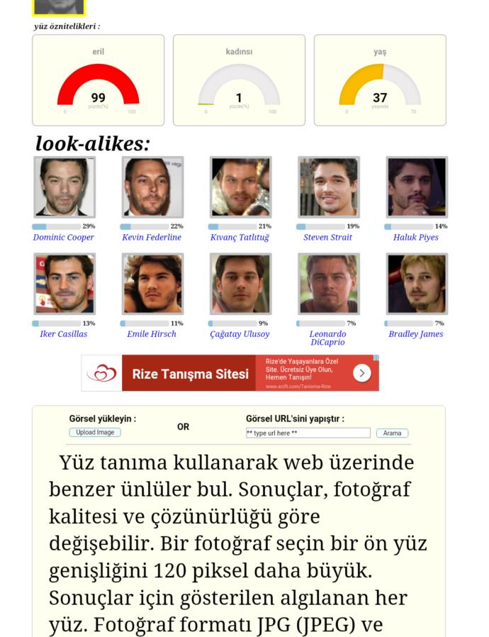 Yüz tarama testi, karakter değil. Hangi ünlüye benziyorsunuz?