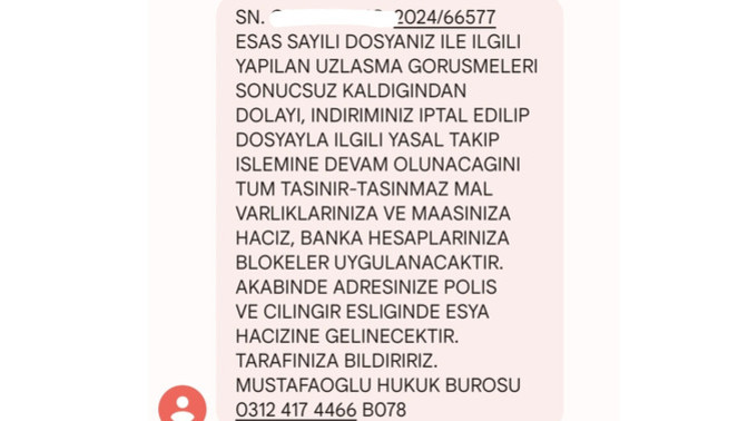 Eşime gelen haciz mesajı acil bakar mısınız:(( ?