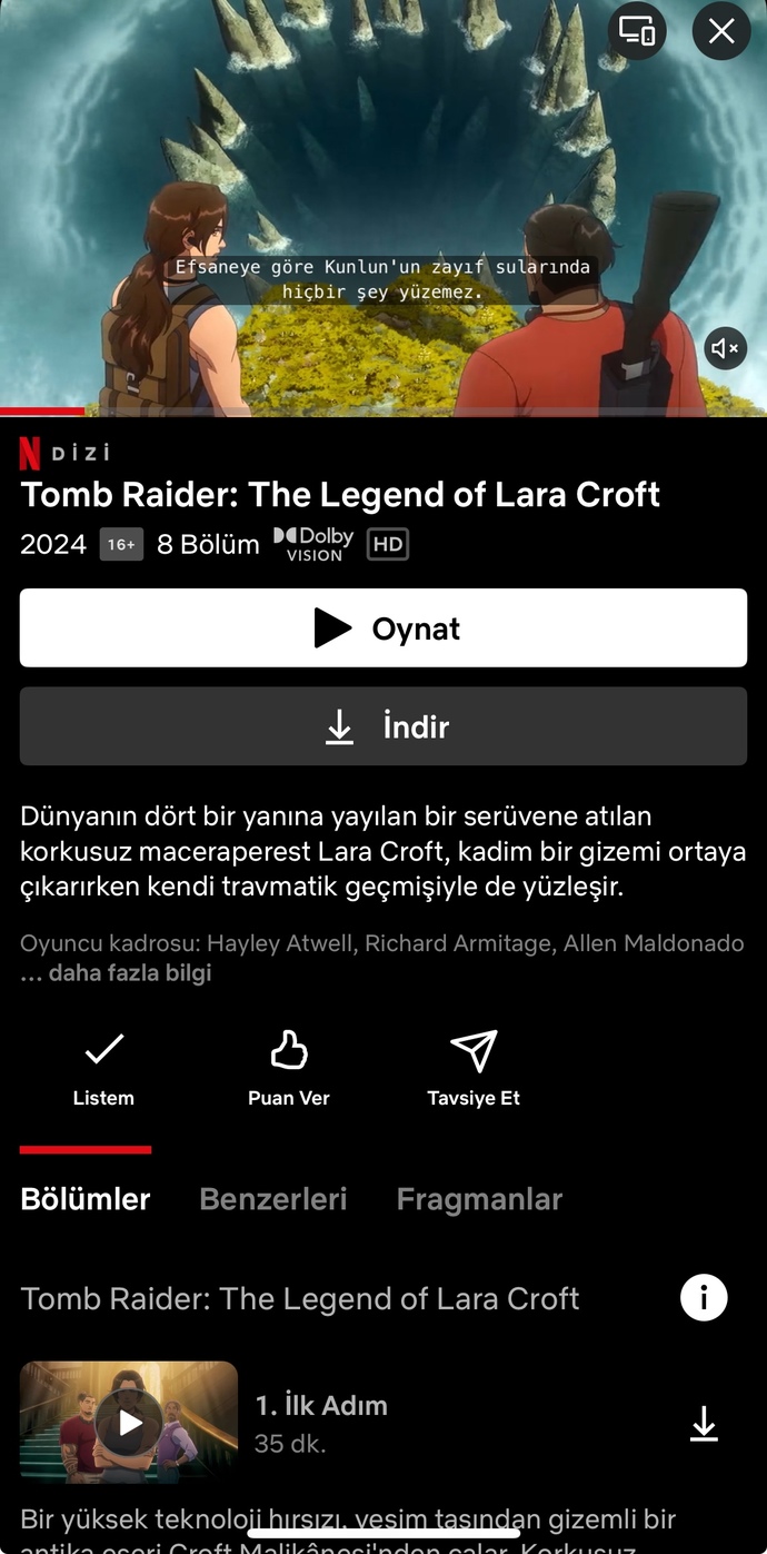 Lara Croft Tomb Raider’ın 8 bölümlük animasyon dizisi Netflix’e geldi. İzleme listende var mı?