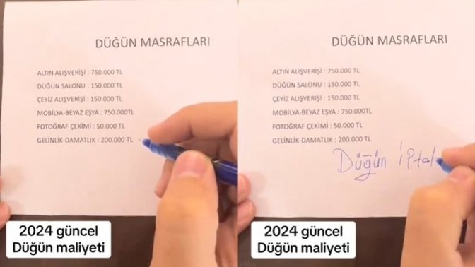 Düğün masrafları 2 milyon TL'yi geçen bir kişi düğün iptal dedi. Düğün için bu kadar harcamak abartı değil mi?