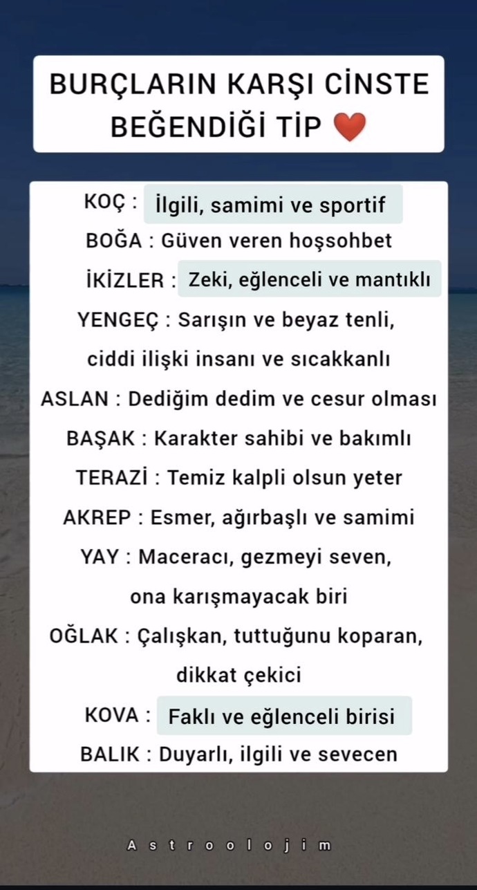 Senin burcun karşı cinste hangi tipi beğeniyor?