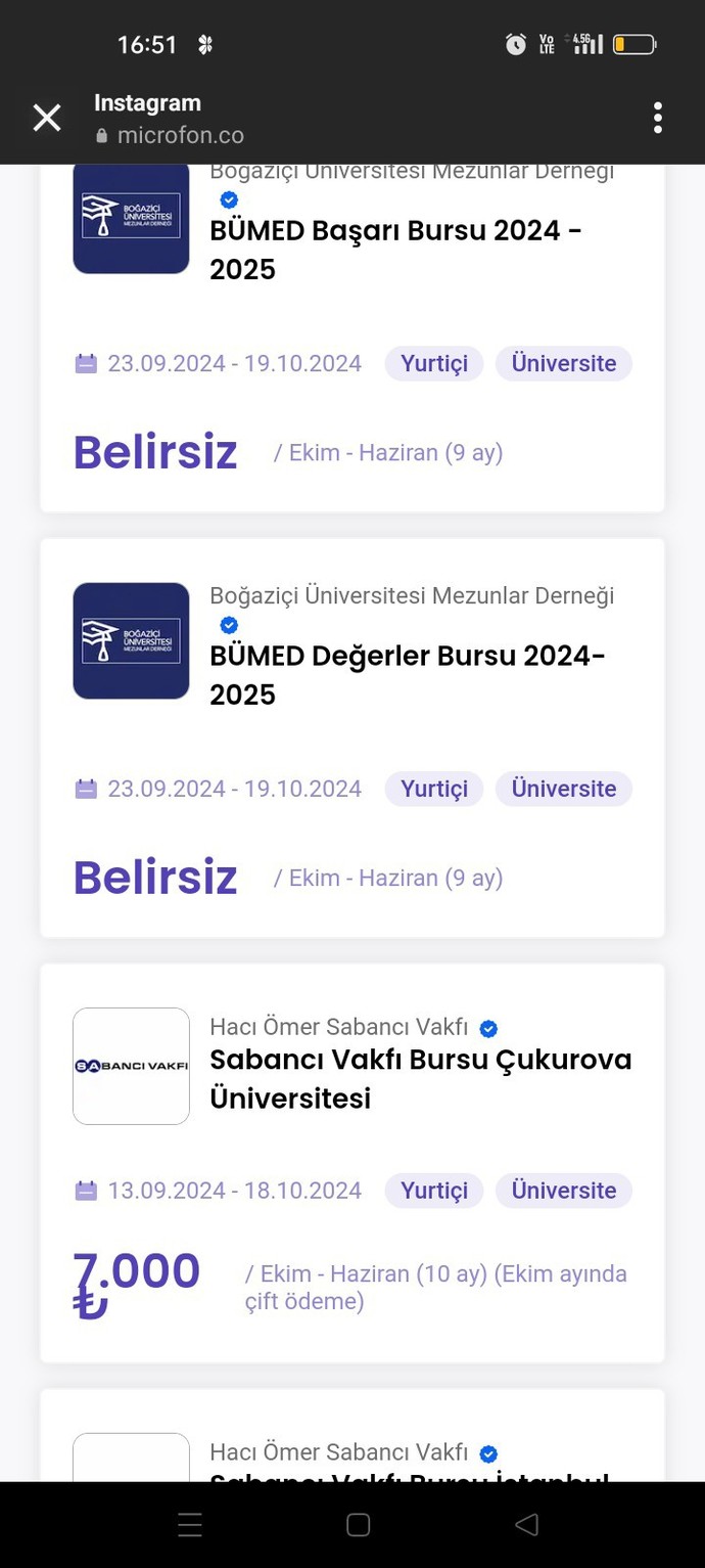 Birazda faydalı şeyler paylaşalım mı bu burslara bir göz gezdirin öğrenci arkadaşlar?