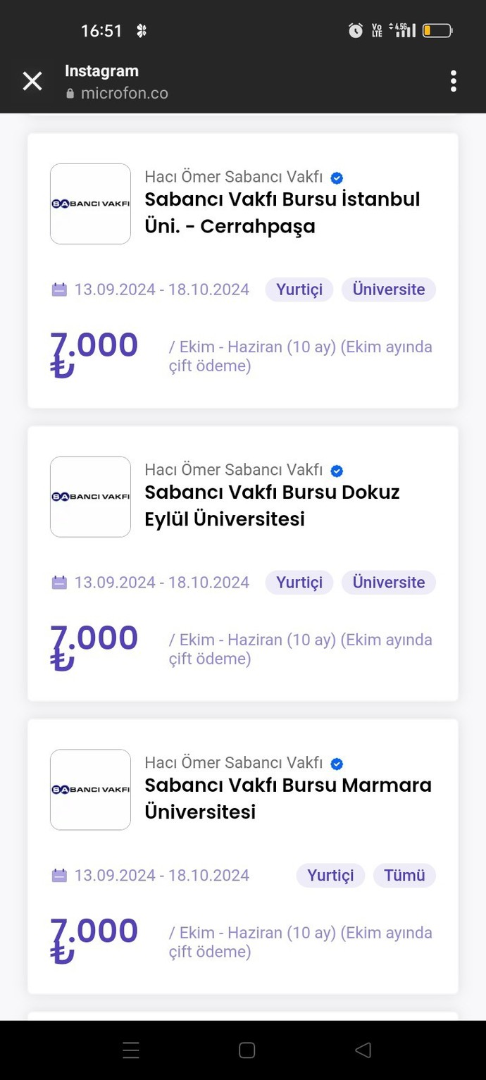 Birazda faydalı şeyler paylaşalım mı bu burslara bir göz gezdirin öğrenci arkadaşlar?