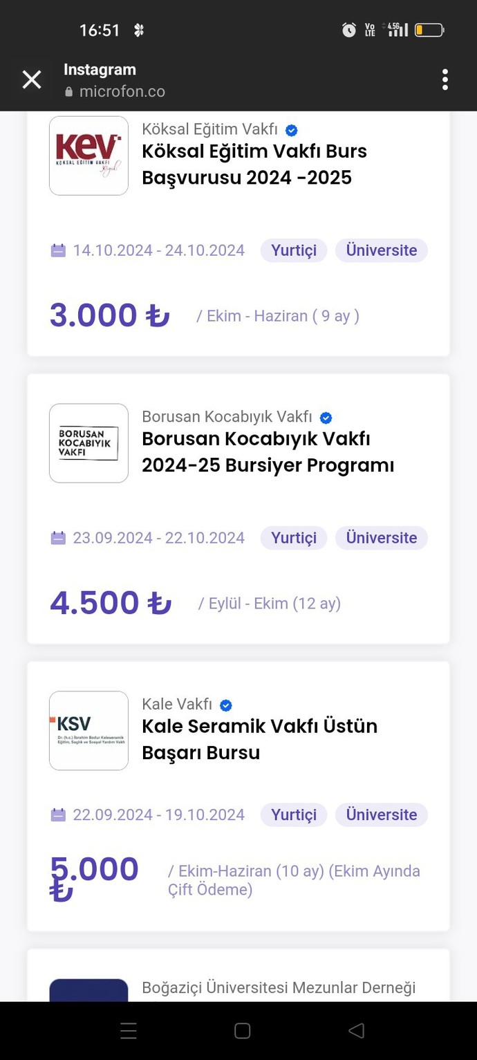 Birazda faydalı şeyler paylaşalım mı bu burslara bir göz gezdirin öğrenci arkadaşlar?
