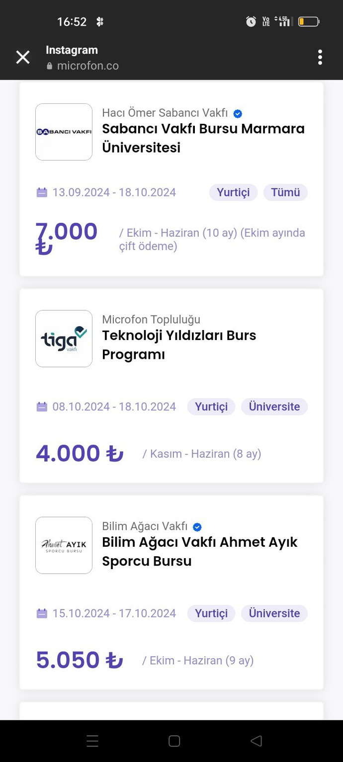 Birazda faydalı şeyler paylaşalım mı bu burslara bir göz gezdirin öğrenci arkadaşlar?