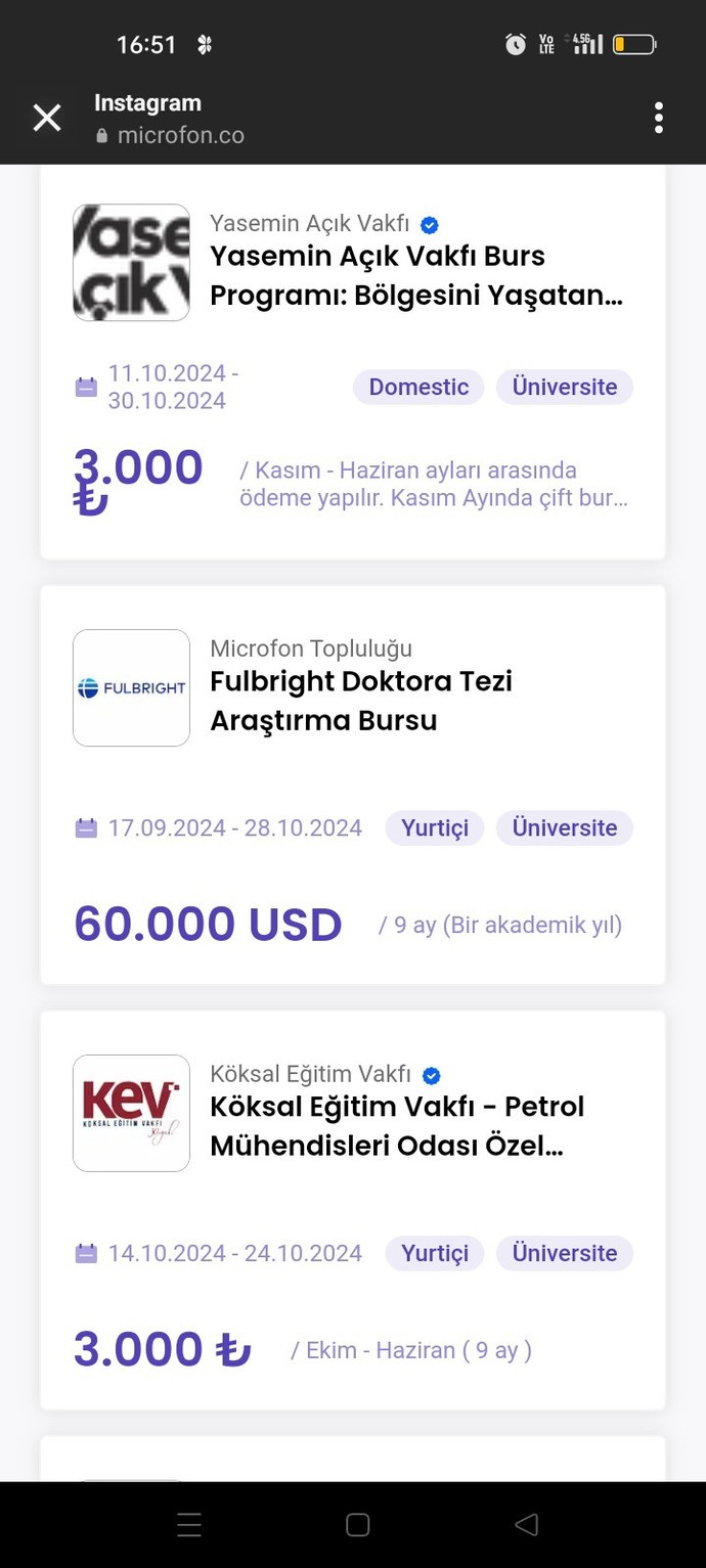 Birazda faydalı şeyler paylaşalım mı bu burslara bir göz gezdirin öğrenci arkadaşlar?
