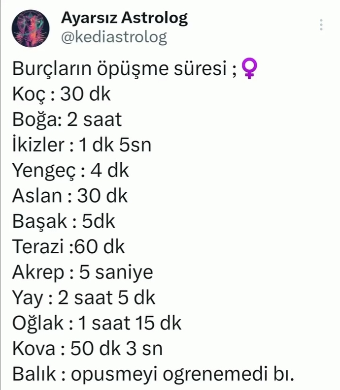Burcunuza göre öpüşme süreniz ne kadar?