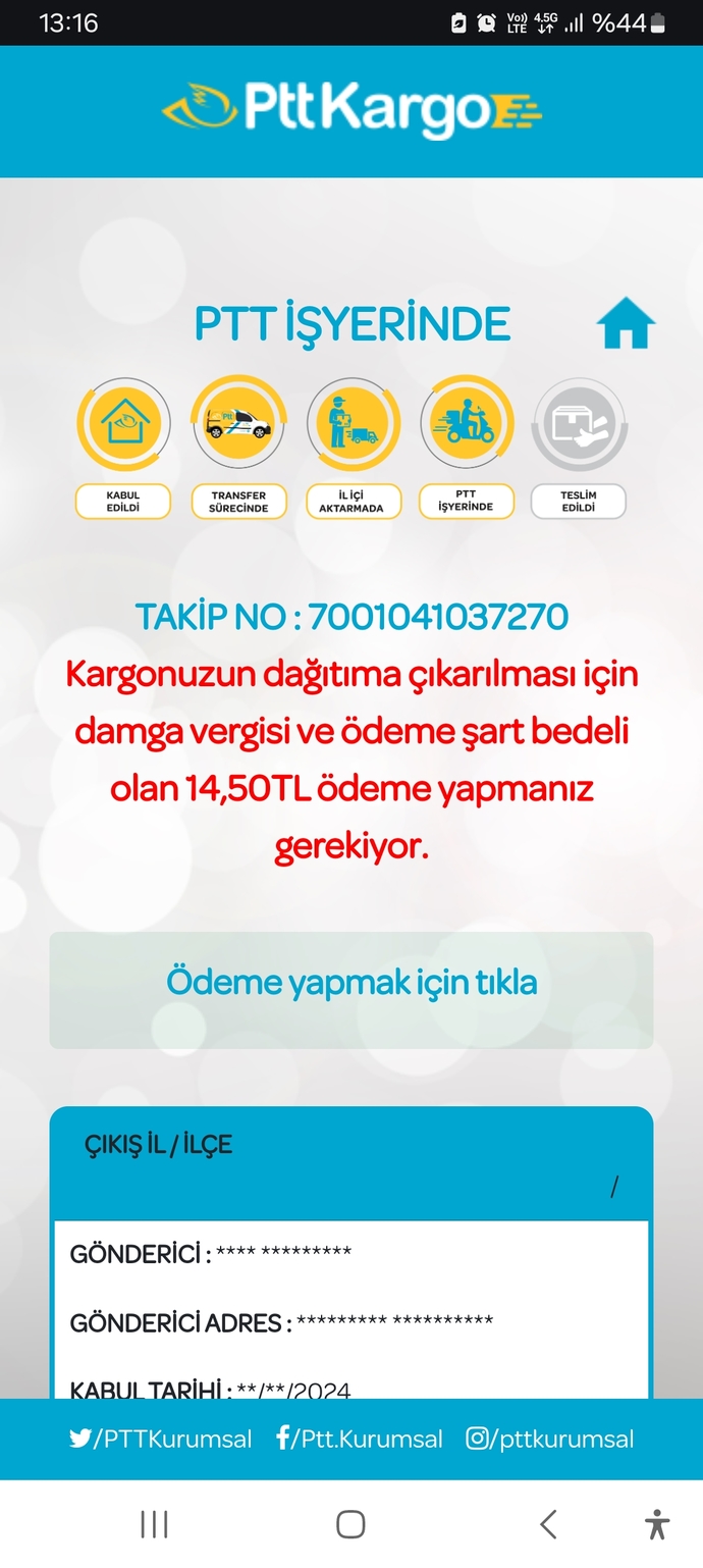 Ptt sitesiymiş gibi dolandırıcılar işbaşında bu ne rezillik?