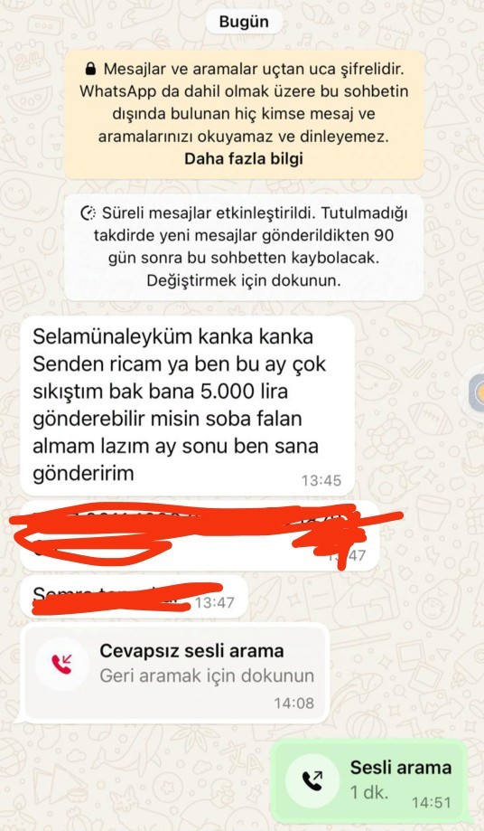 İnsanların WhatsApptan borç isteme şekli doğrusu hayretler içerisinde kaldım?