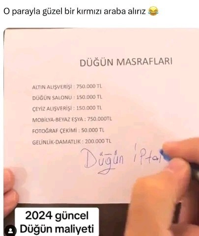 Düğün masrafları çok değil mi ya?