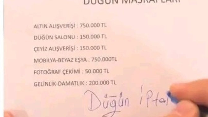 Düğün masrafları çok değil mi ya?