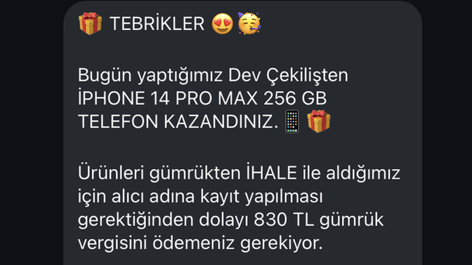Yapılan çekilişten ıphone kazandım. bi tebrik alır mıyım?