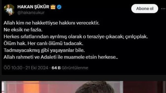 Hakan Şükür taziye mesajı yayınlamış bazıları terörit değil diyodu?