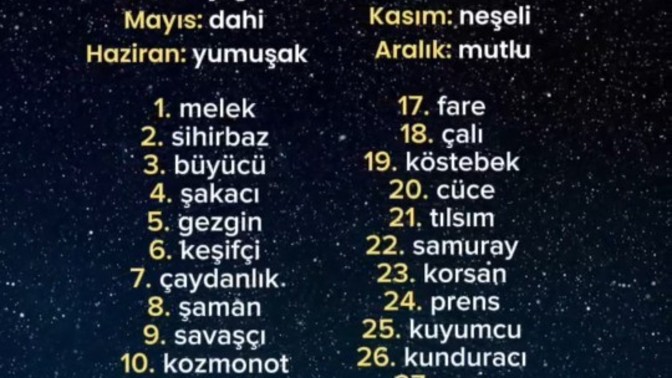 Doğduğunuz gün ve aya göre takma adınız nedir?