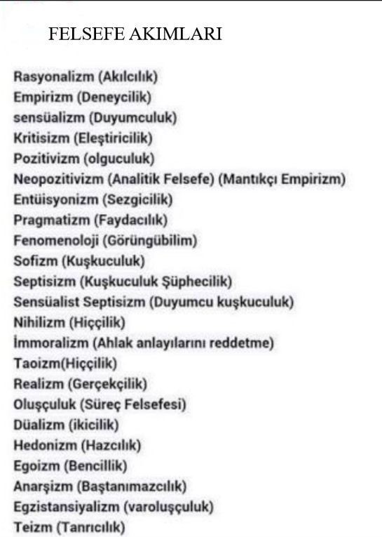 Hangi felsefi akımı benimsemektesiniz?