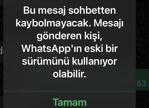 Wp den süreli mesaj modu kullanan birinden niye böyle bildirim geliyo olabilir?