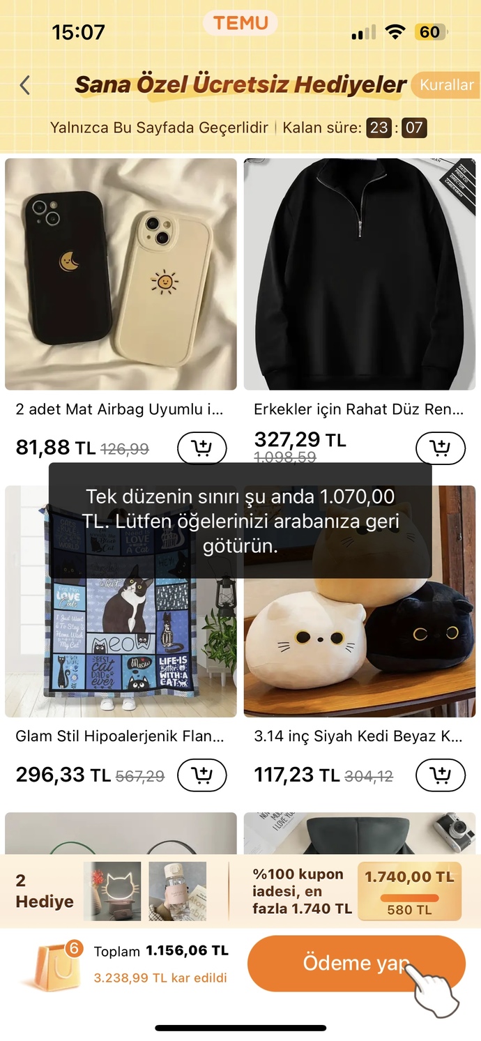 Temu alışverişi tamamlayamıyorum?
