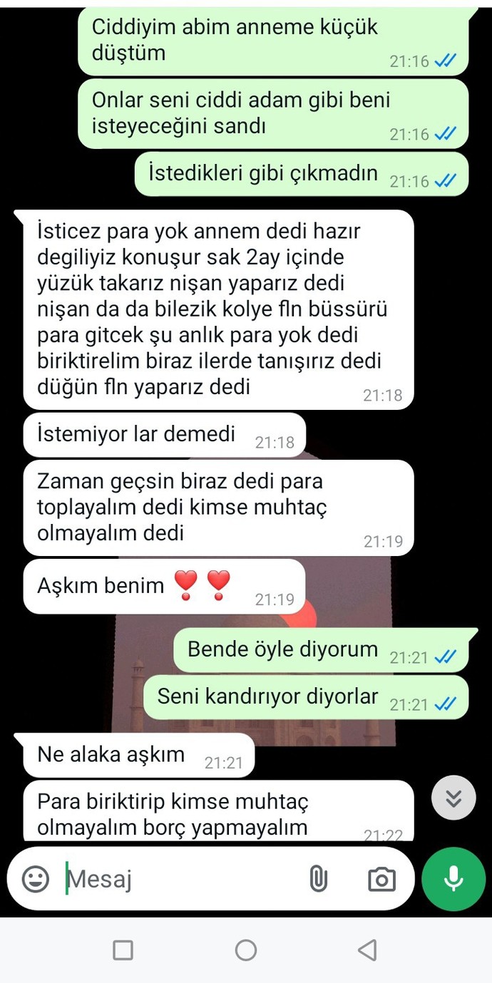 Sevgilim aniden tanışmayı iptal etti ve bu mesajları attı ailemle onun arasında kaldım ne yapmalıyım kim haklı?