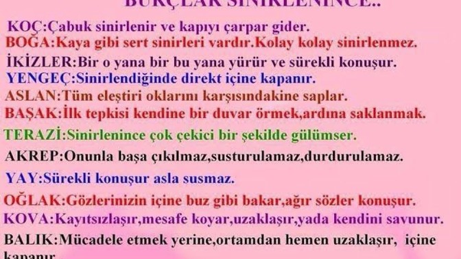 Sinirlendiğinizde burcunuz hangi tepkileri veriyor?
