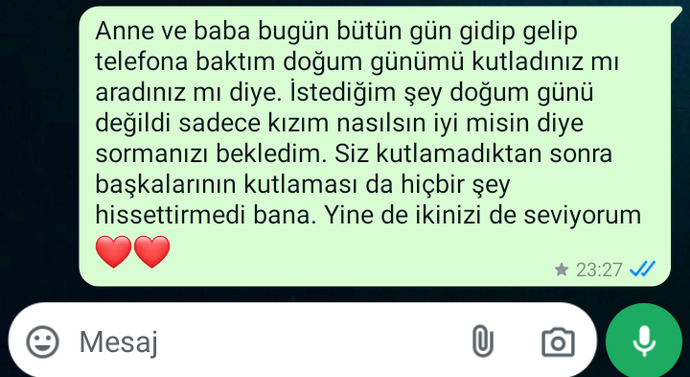 Ailenin doğum gününü kutlamaması?