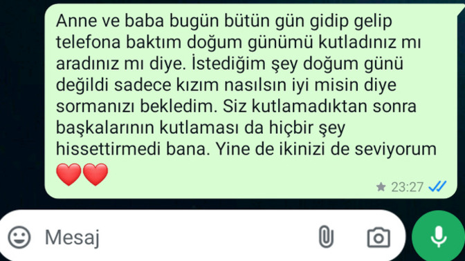Ailenin doğum gününü kutlamaması?