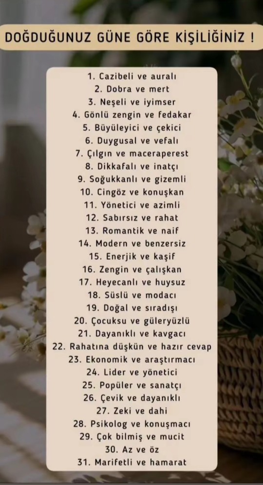 Doğduğunuz güne göre kişiliğiniz?