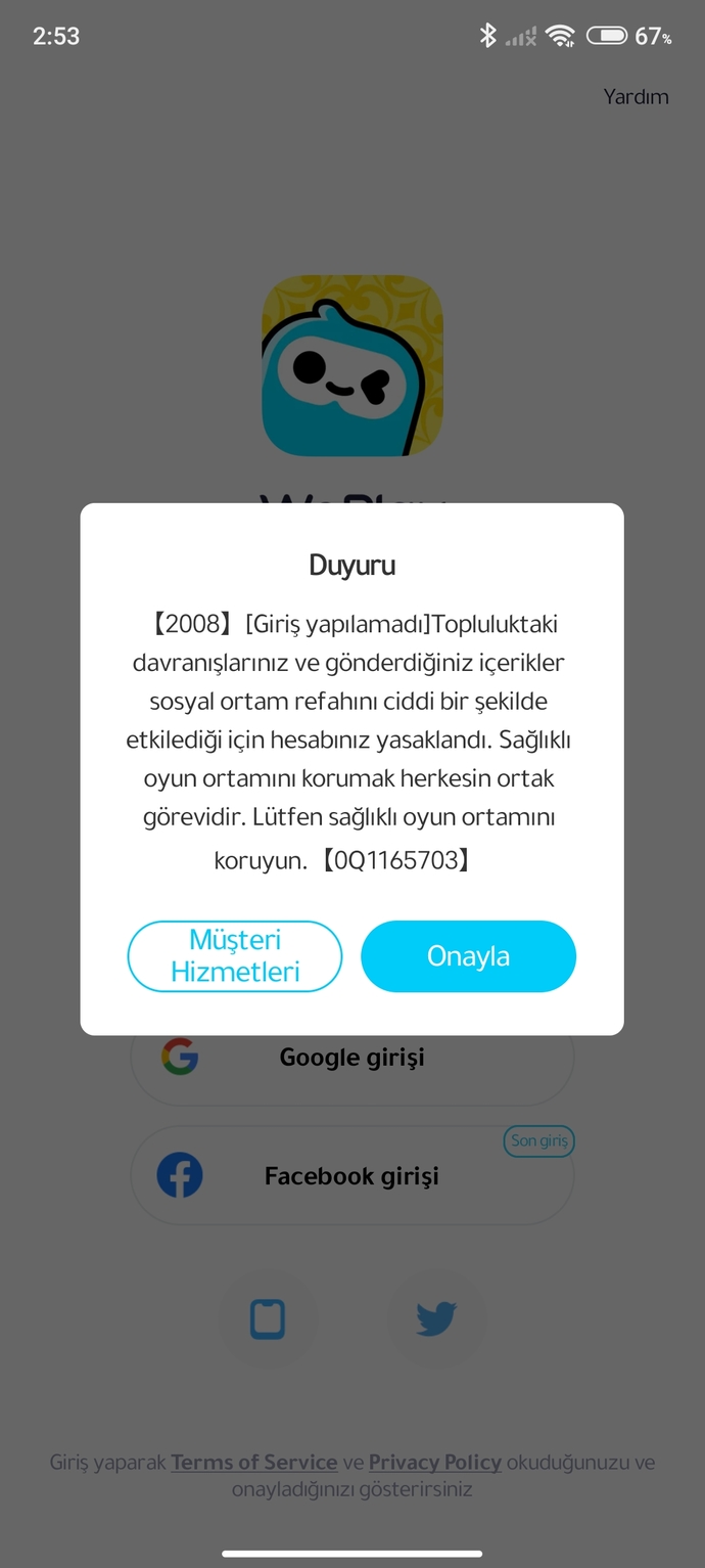 Weplay hesabım yasaklandı arkadaşlar yardım?